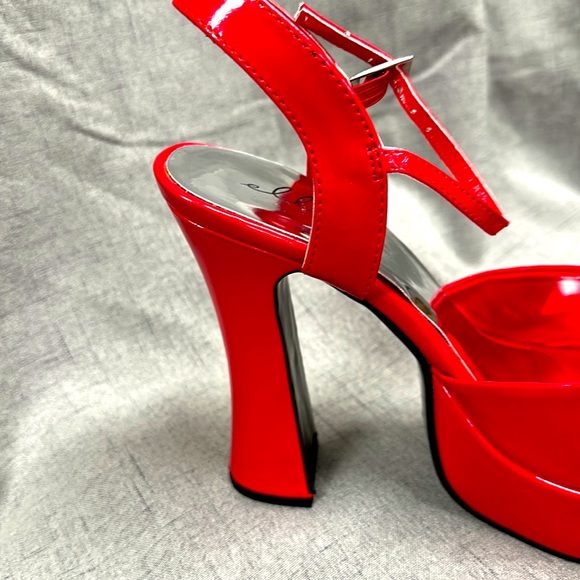 Ellie Red Platform Heeled Sandal Size 10 - Picture 5 of 7